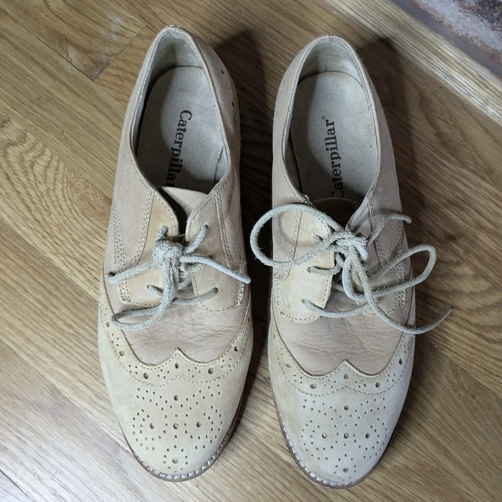 Cat Caterpillar Size 9 Tan‎ Leather Reegan Wingtip Oxford Shoes